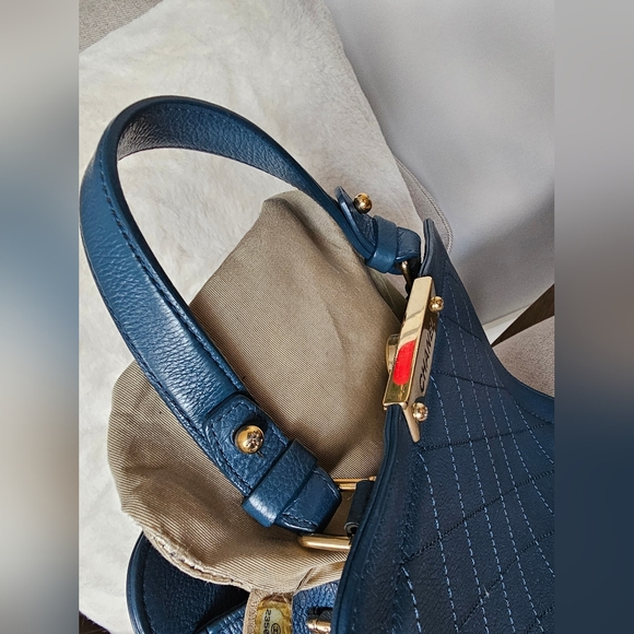 Chanel Grained Calfskin Stitched Small Label Click Shopper Tote Blue - Picture 6 of 10